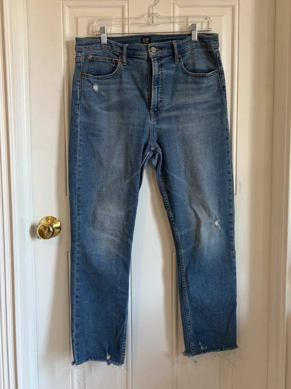 GAP Light Blue Distressed Straight-Leg Jeans
